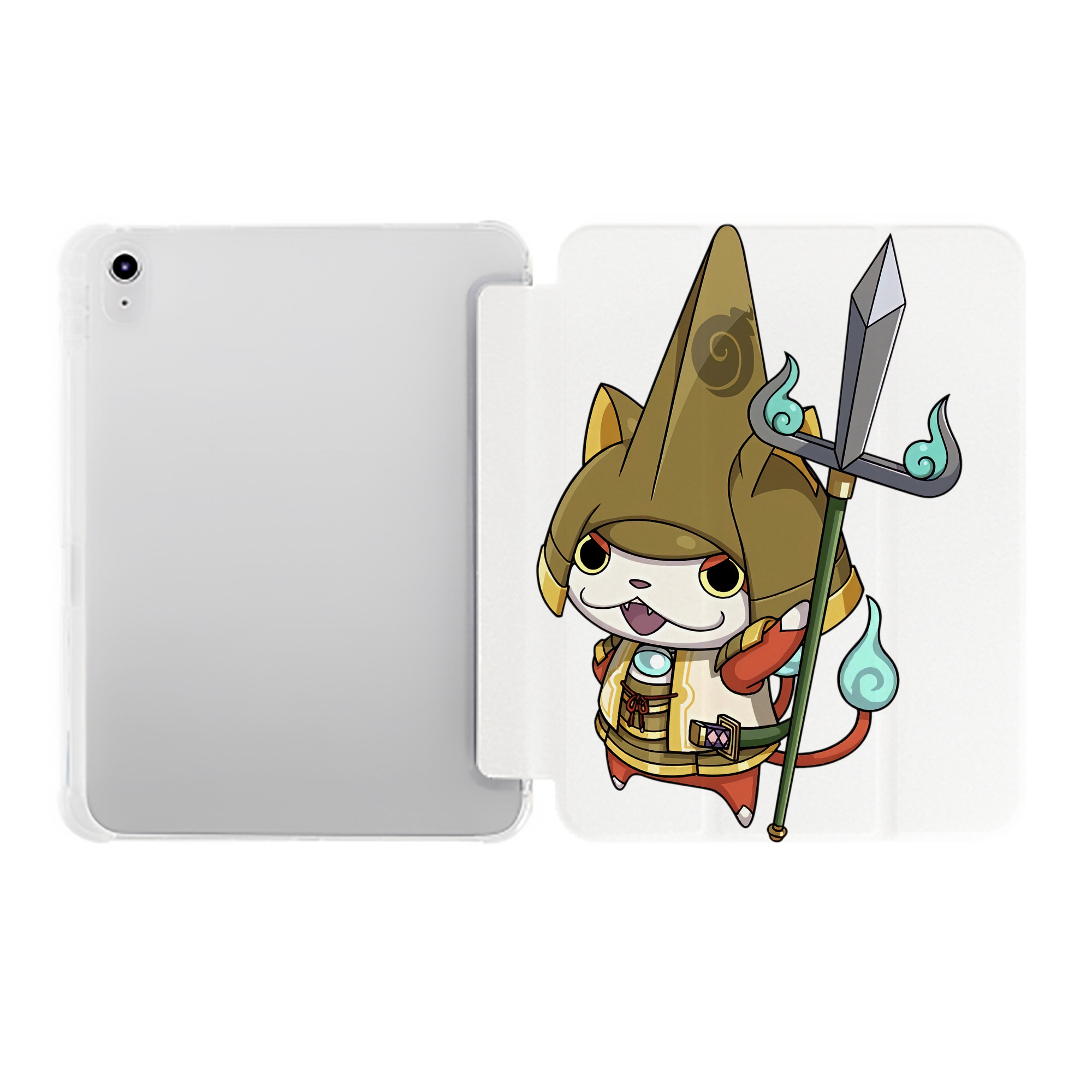 （画像用） 妖怪ウォッチ Yo-kai Watch IPad ケース ペン収納付き 三つ折りスタンド PUレザー×シリコン 対応機種9.5/10.5/10.9インチ